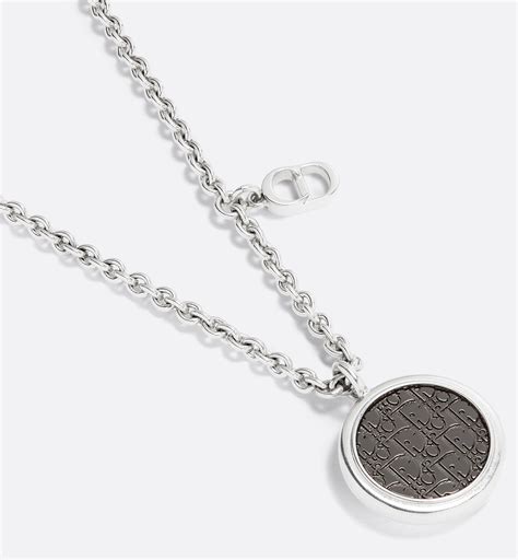 Collier pendentif Dior Oblique Laiton argenté et doré